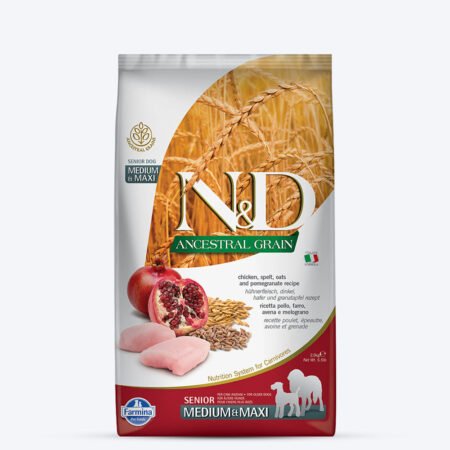 Farmina N&D Ancestral Grain Medium & Maxi Breed Senior Adult Dry Dog Food - Chicken & Pomegranate
