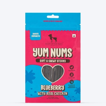 HUFT Yum Nums Dog Treats Soft & Chewy Sticks Blueberry With Real Chicken - 70 gm