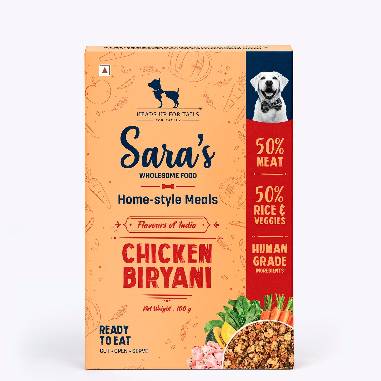 Sara's Wholesome Chicken Biryani Wet Dog Food Human-Grade