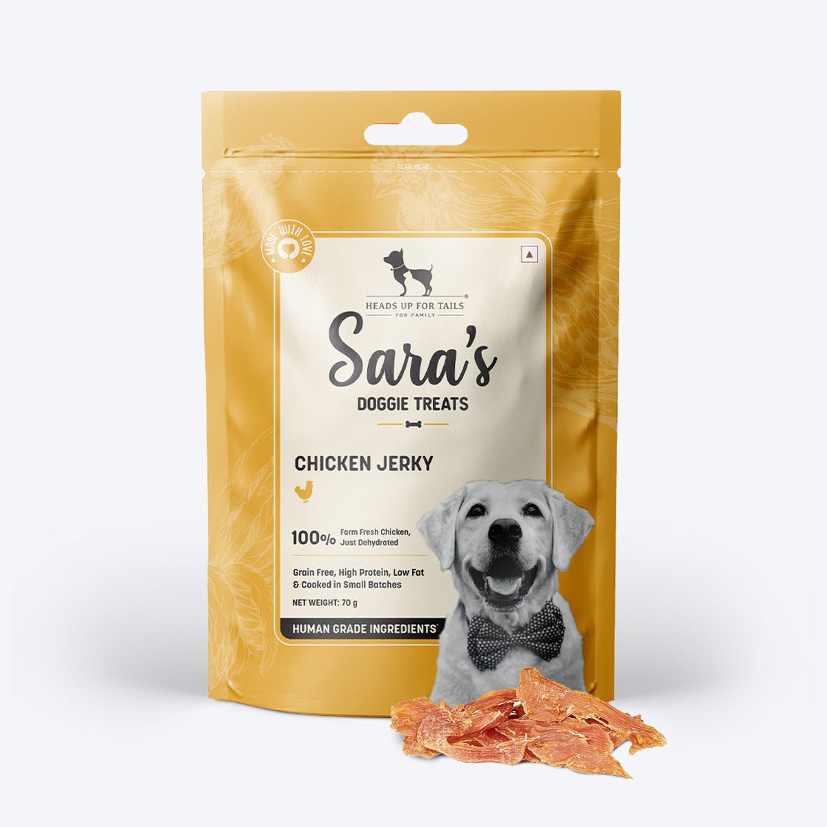 Sara's Chicken Jerky Dog Treats Human-Grade Grain-Free 70g