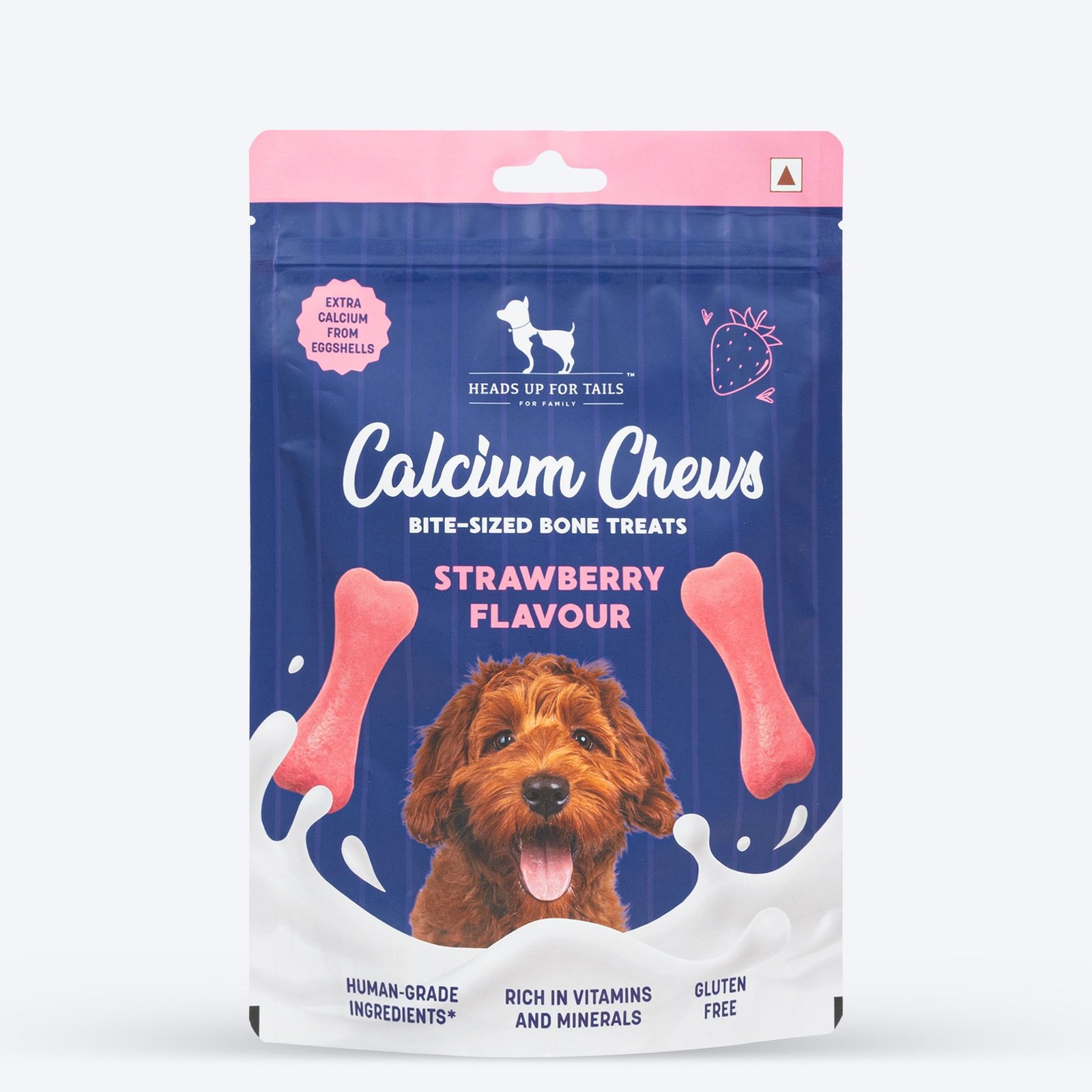HUFT Calcium Chews Bite-Sized Bone Treats For Dog - Strawberry Flavour - 200 gm