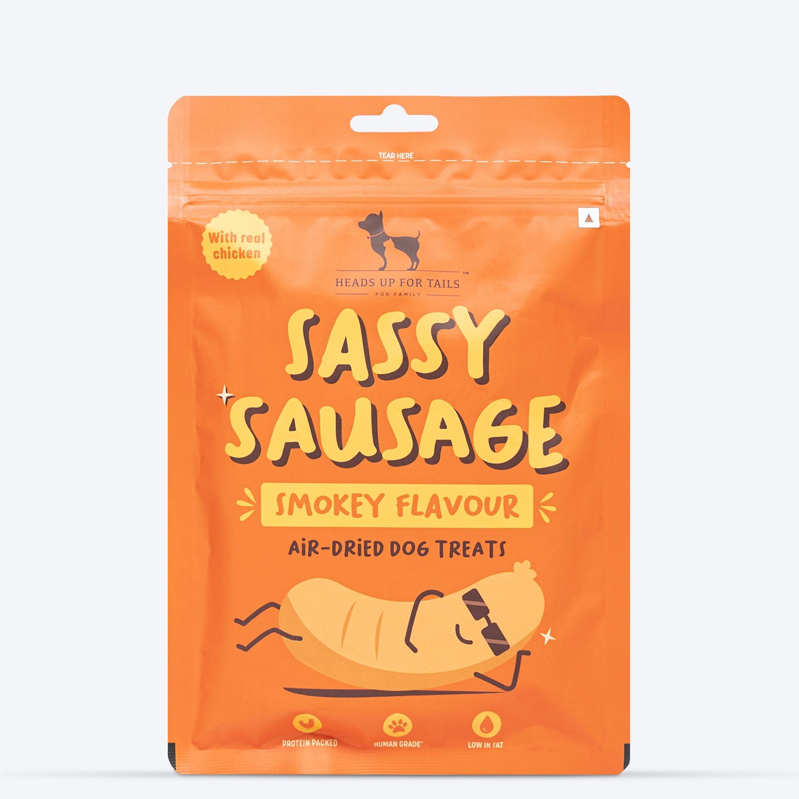 HUFT Sassy Sausage Smokey Air-Dried Dog Treats - Real Chicken - 100gm