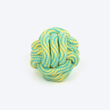 TLC Tug Knot Ball Rope Toy For Dog - Yellow & Turquoise