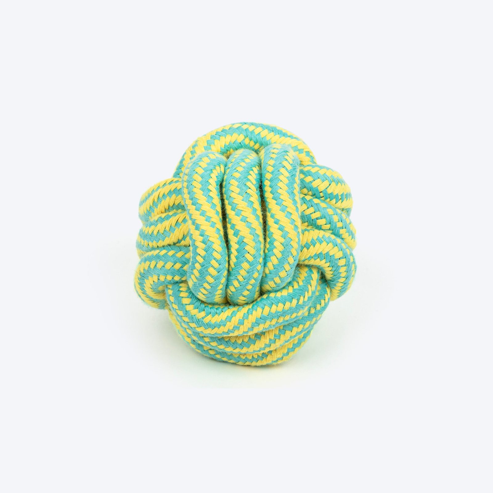 TLC Tug Knot Ball Rope Toy For Dog - Yellow & Turquoise