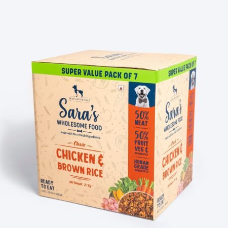 Sara's Wholesome Chicken & Brown Rice Wet Dog Food 7x300g