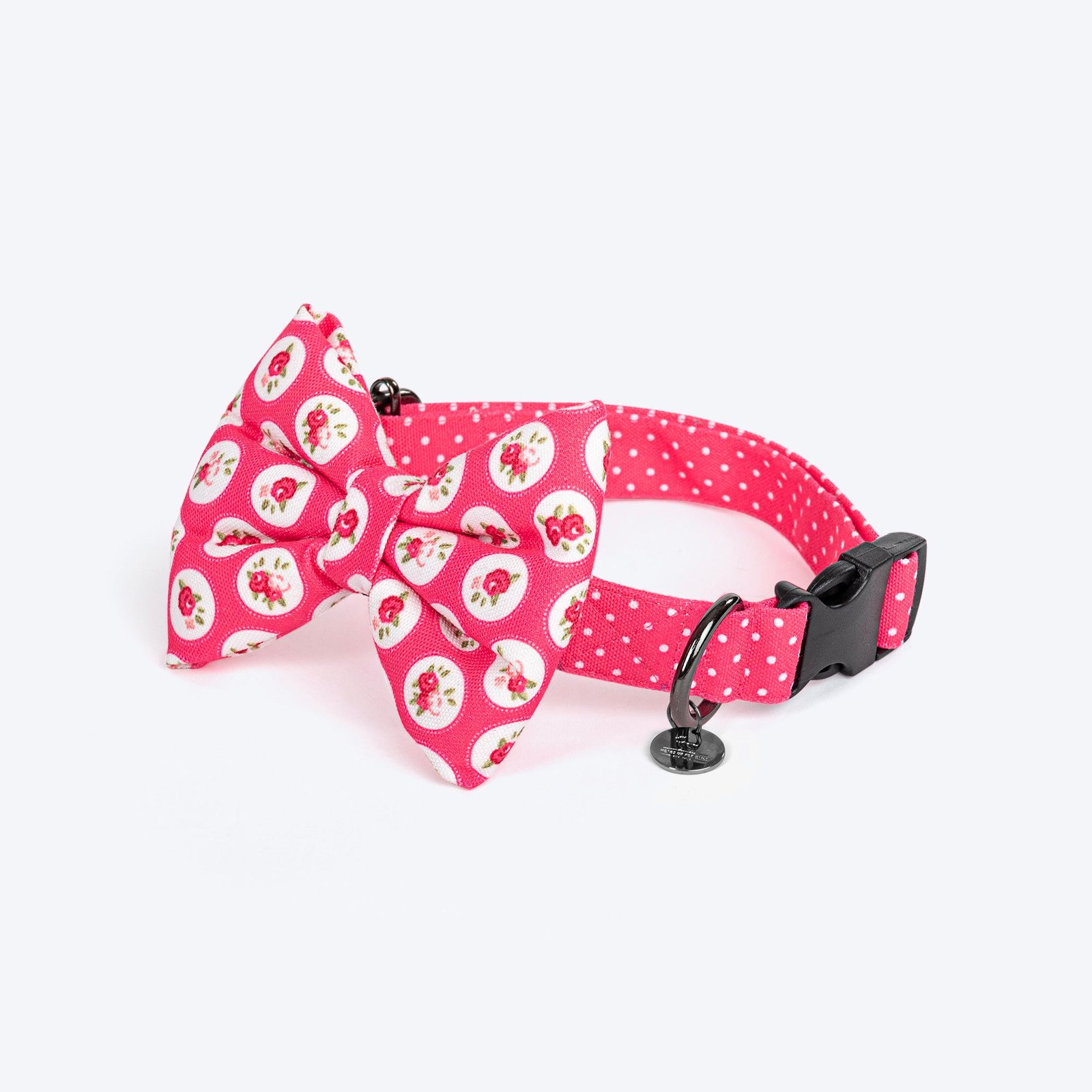 HUFT Rosy Dreams Collar For Dogs With Free Bow Tie - Pink