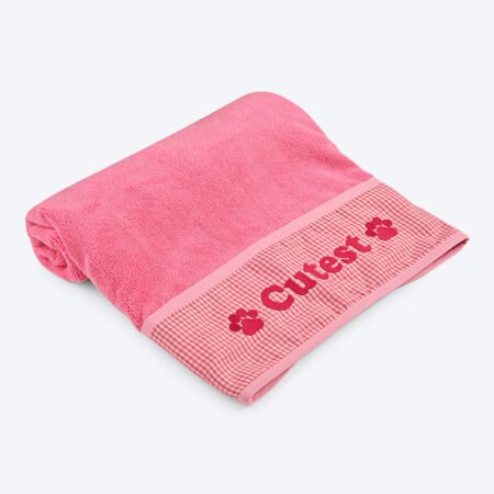 HUFT Cutest Microfibre Towel For Dogs & Cats - Light Pink