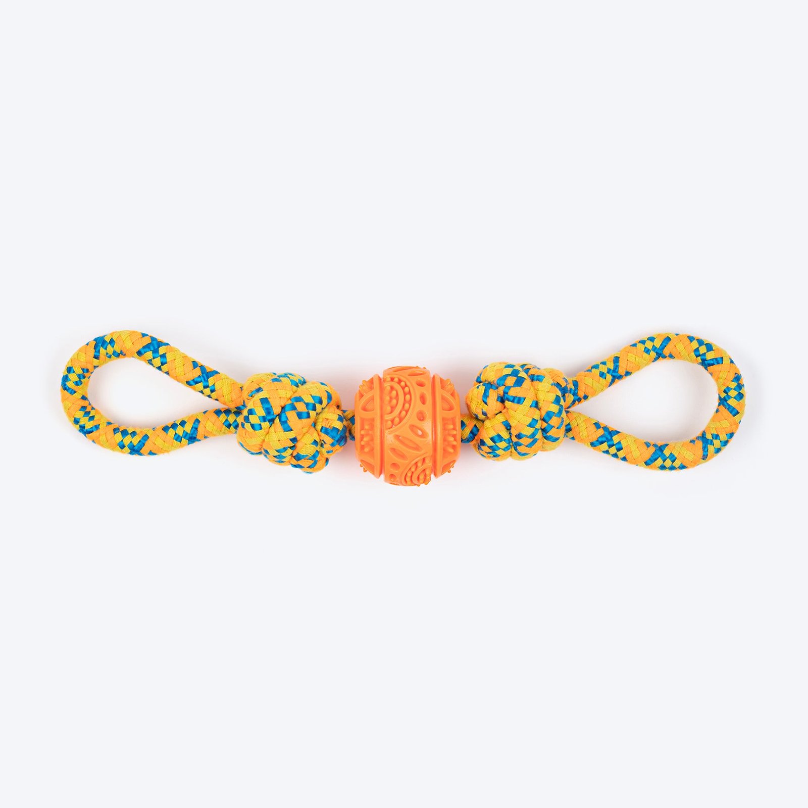 HUFT Tuggables Twisted Tug & Ball Rope Toy For Dog - Yellow & Orange
