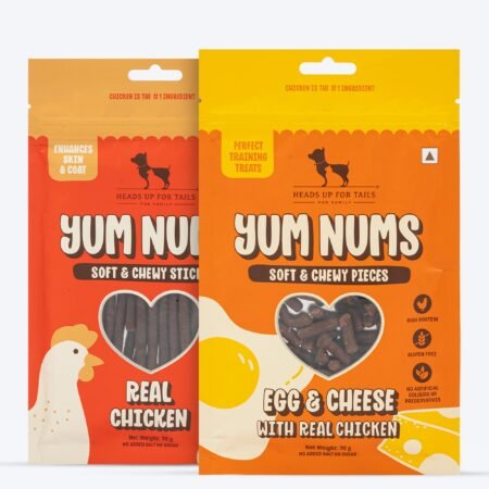HUFT Yum Nums : Real Chicken & Egg With Cheese Soft Sticks Treat Combo For Dogs - 150 gm (Each 70 gm)