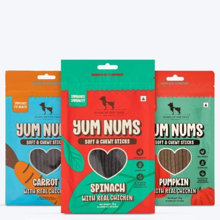 HUFT Yum Nums : Real Chicken & Veggies Soft Sticks Treat Combo For Dogs - 225 gm (Each 70 gm)