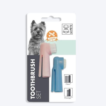M-Pets Toothbrush Set For Dogs and Cats - Set of 2 (1 Finger Brush and 1 Massage Brush)