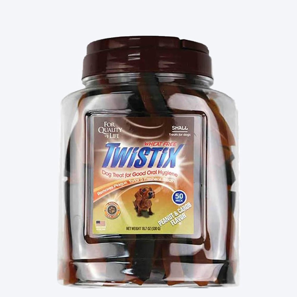 NPIC Twistix Peanut & Carob Dog Treats Canister - Small (50 Sticks) - 530g