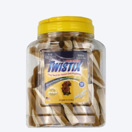 NPIC Twistix Yogurt Banana Dog Treats Canister - Small (50 Sticks) - 530g