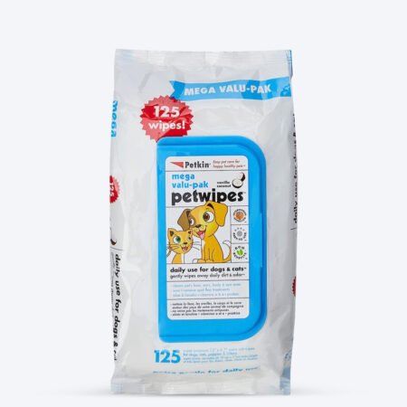 Petkin Pet Wipes For Dogs & Cats - Mega Value Pack - 125 Pieces