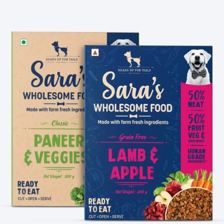 Sara's Wholesome Food Classic Paneer & Veggies and Grain-Free Lamb & Apple Combo - 2x300 gm