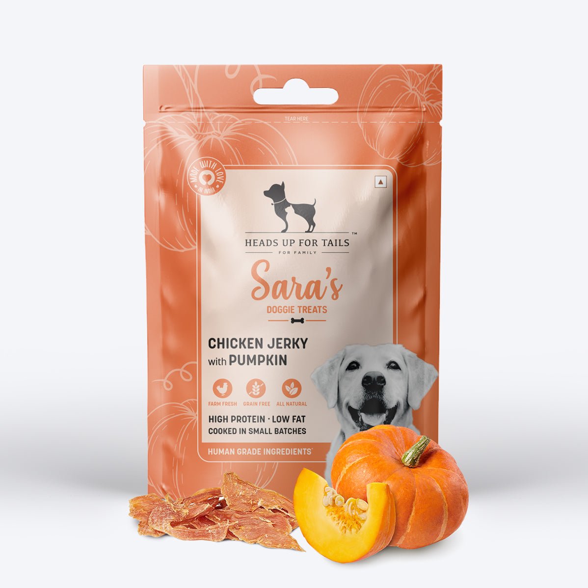 Sara's Chicken Jerky with Pumpkin Dog Treats Grain-Free - 70g