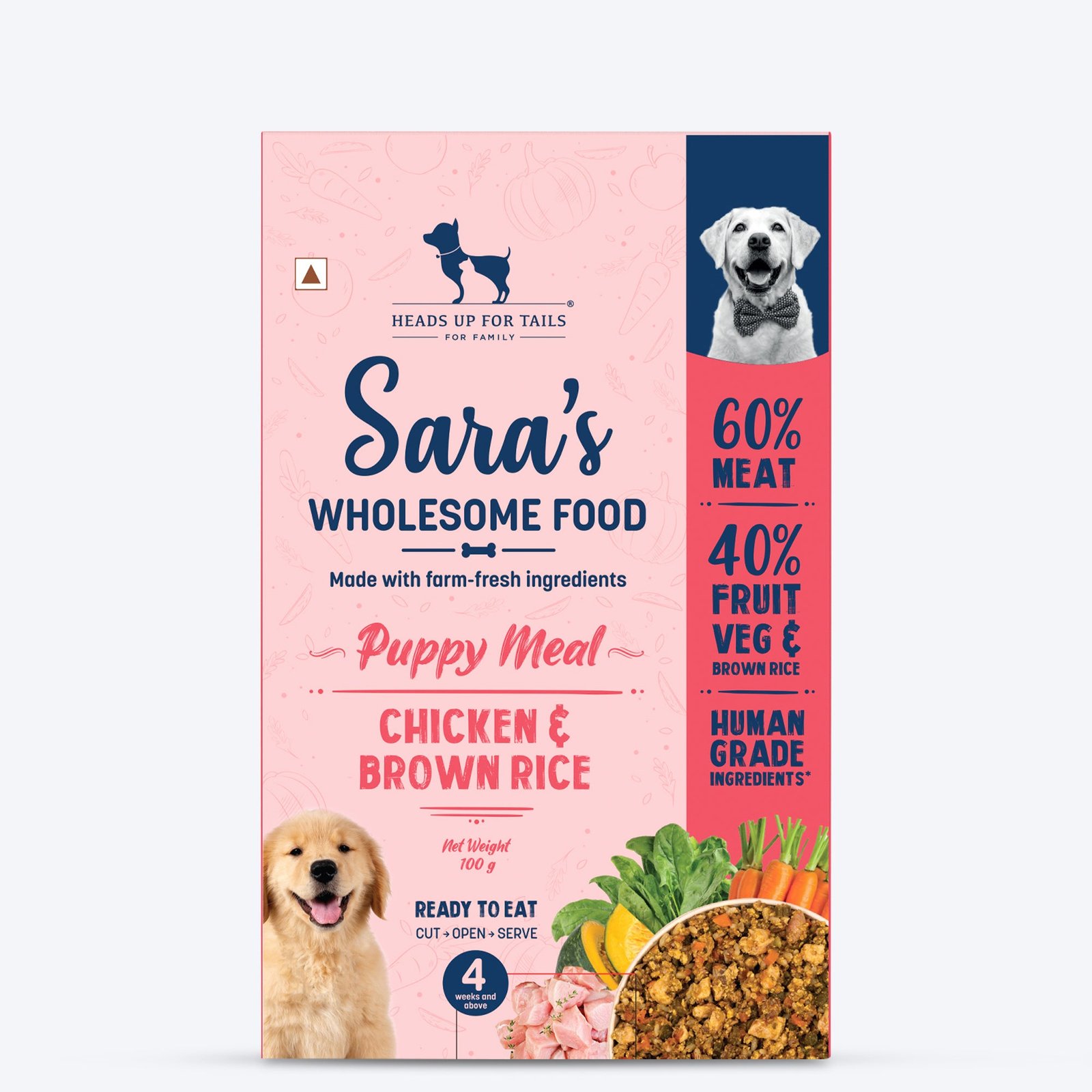 Sara's Wholesome Chicken & Brown Rice Puppy Food 100g