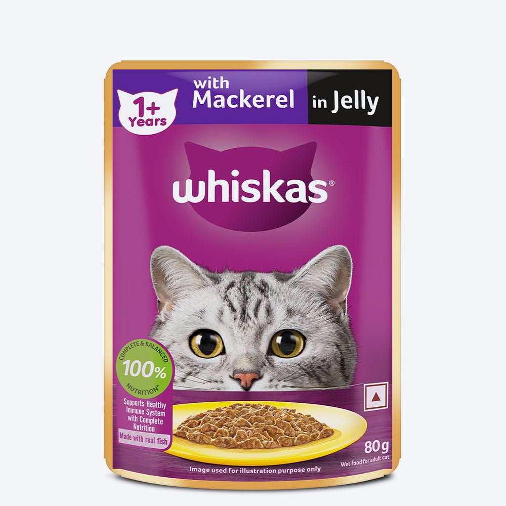 01_41947222-0fe3-4674-bc85-cc982b6a8f20.jpg Whiskas Mackerel In Jelly (1+ Years) Adult Cat Wet Food - 80 gm Pack
