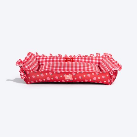 HUFT Personalised Berrylicious Lounger Bed For Dog - Red & Pink