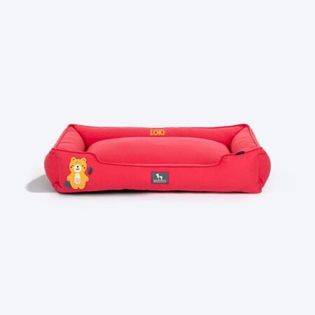 HUFT Personalised Teddy Classic Lounger Bed For Dog - Red