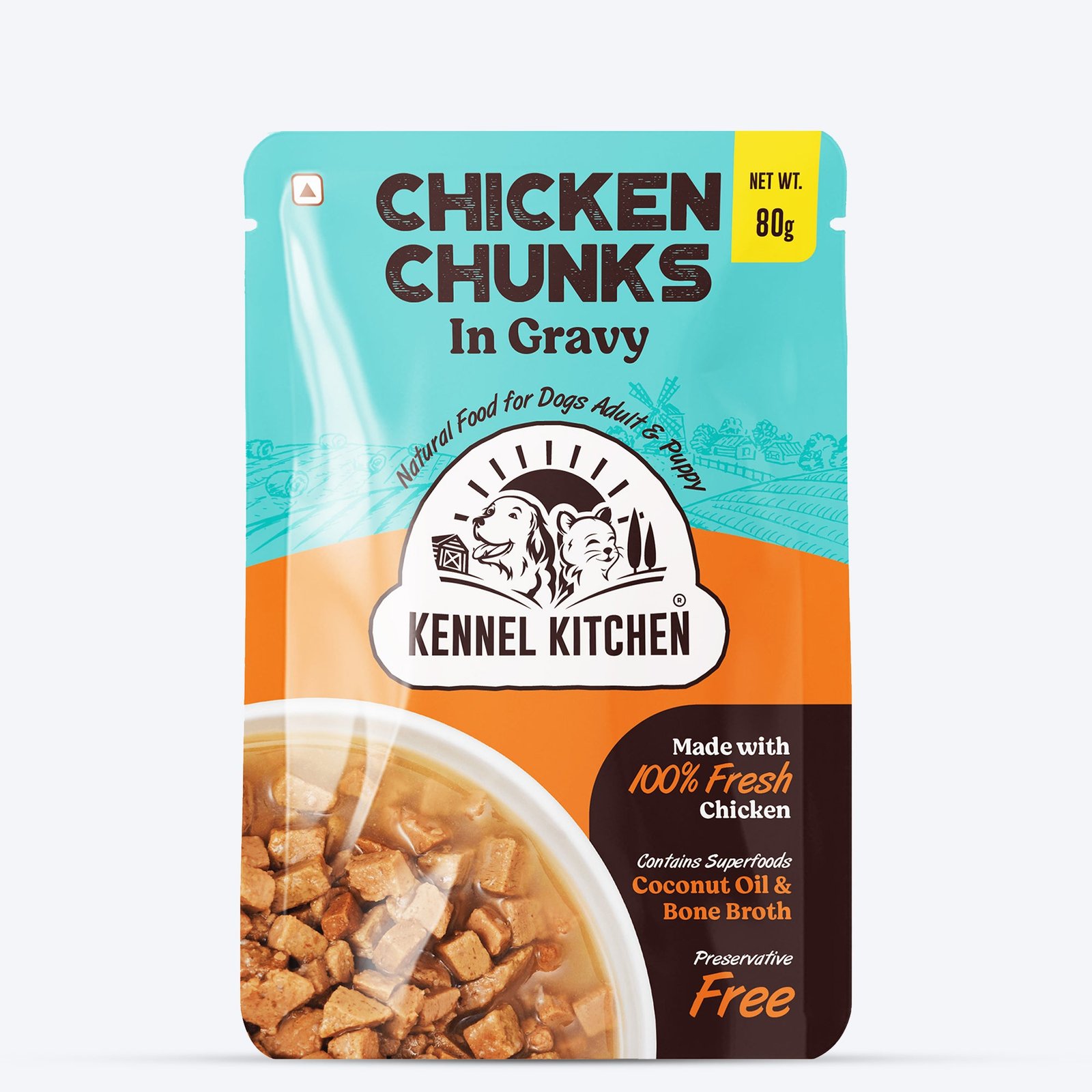2ndimage_46598b04-205b-440f-9fe4-bd9c99077f73.jpg Kennel Kitchen Chicken Chunks in Gravy Wet Dog Food - 80 g packs