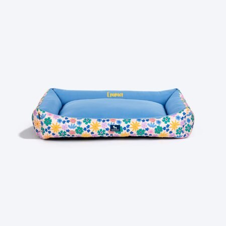 HUFT Personalised Bloomscape Lounger Bed For Dog - Blue