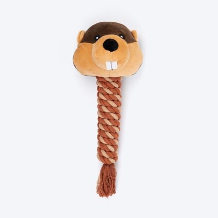 HUFT Busy Beaver Squeaky Plush Toy For Dog - Brown