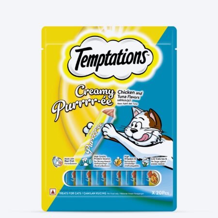 Temptations Creamy Purrrr-ee Chicken & Tuna Flavors Cat Treats - 240 gm (20 x 12gm)