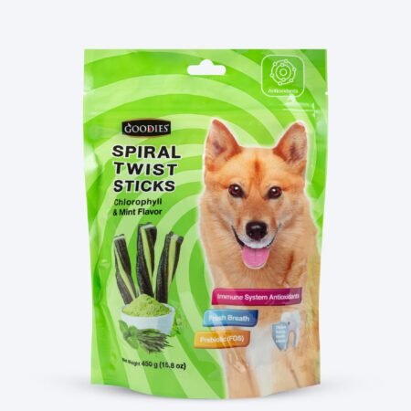 Goodies Spiral Twist Sticks Chlorophyll & Mint Flavour For Dogs - 450 g