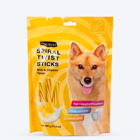 Goodies Spiral Twist Sticks Milk & Cheese Flavour For Dogs - 450 g