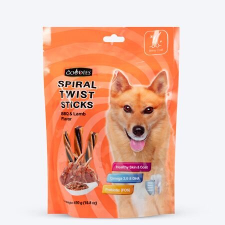 Goodies Spiral Twist Sticks BBQ & Lamb Flavour For Dogs - 450 g