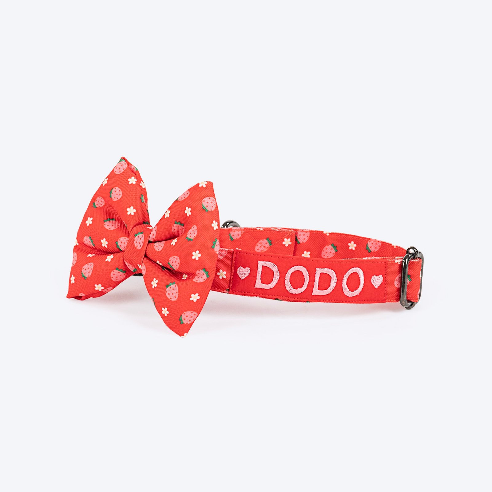 DSC_0643copy_84c7464f-ff86-4b3c-9f61-c1f019fa9aaa.jpg HUFT Personalised Berrylicious Collar With Bow Tie For Dog - Red & Pink