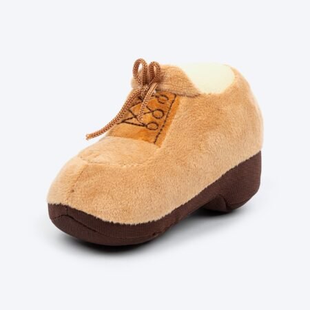 TLC Cuddle Shoe Squeaky Plush Toy For Puppies & Small Dogs - Brown