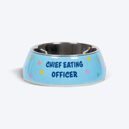 HUFT Chief Eating Officer Printed Melamine Bowl For Dog - Skyblue