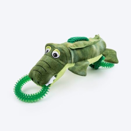 Dash Dog Crinkle Croc Squeaky Plush Toy For Dog - Green