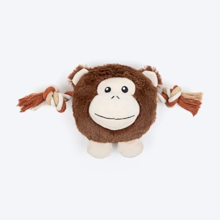 Dash Dog Cheeky Chimp Squeaky Plush Toy For Dog - Brown