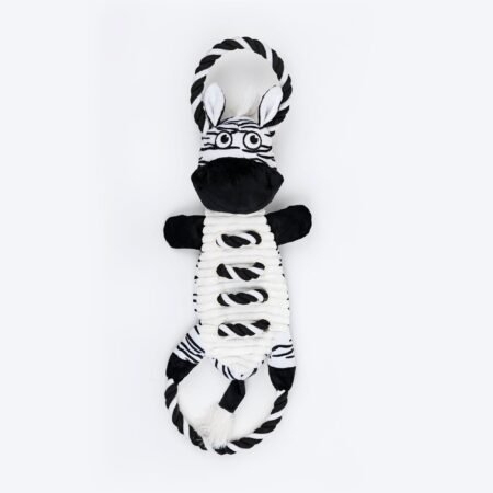 Dash Dog Zippy The Zebra Squeaky Plush Toy For Dog - Black & White