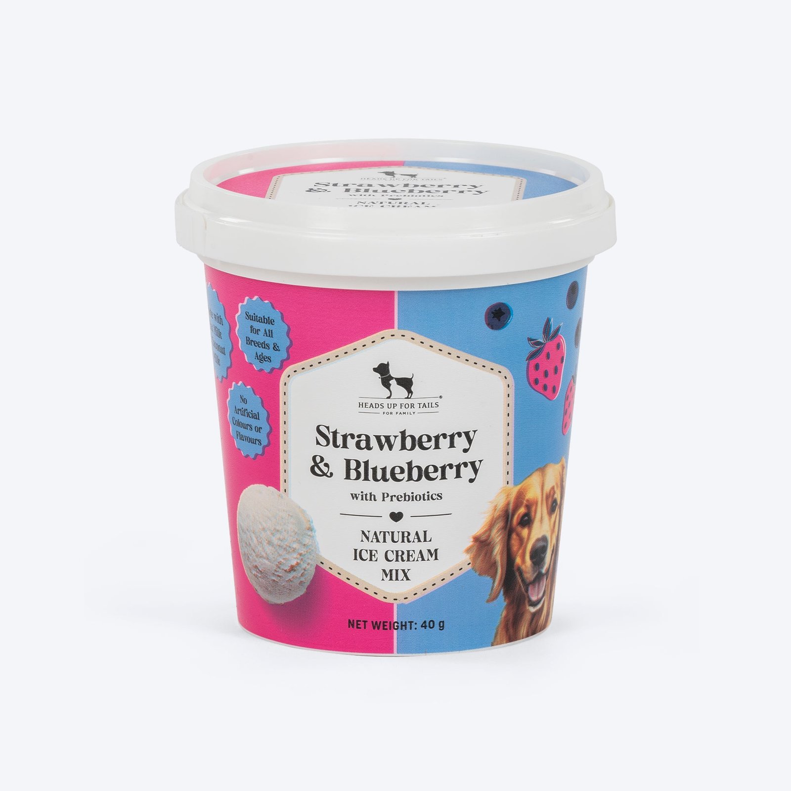 DSC_5052.jpg HUFT Dog Ice Cream Strawberry & Blueberry With Prebiotics Mix Treat - 40 gm
