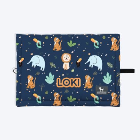 HUFT Personalised Jungle Dreams Mat For Dog & Cat - Blue