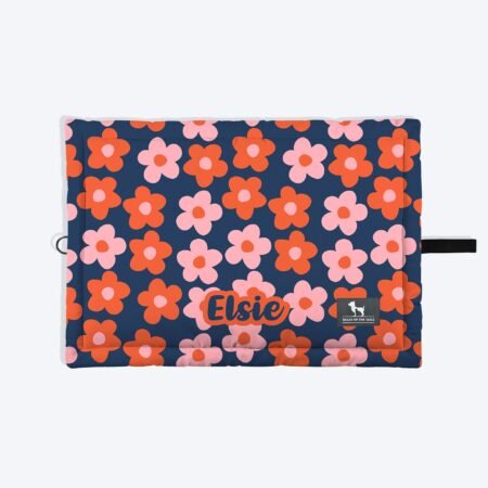 HUFT Personalised Flower Frenzy Mat For Dog & Cat - Navy