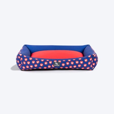 HUFT Cuddle Love Lounger Dog Bed - Red & Navy