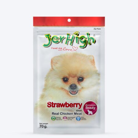 JerHigh Strawberry Stick Dog Treats with Real Chicken Meat