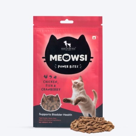 Meowsi by HUFT Chicken, Fish & Cranberry Power Bites Grain-Free, High-Protein Treat for Cat - 50 gm